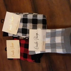 Charlie Paige socks. Set of three, One price. Black/Red, Gray/White, Black/Gray